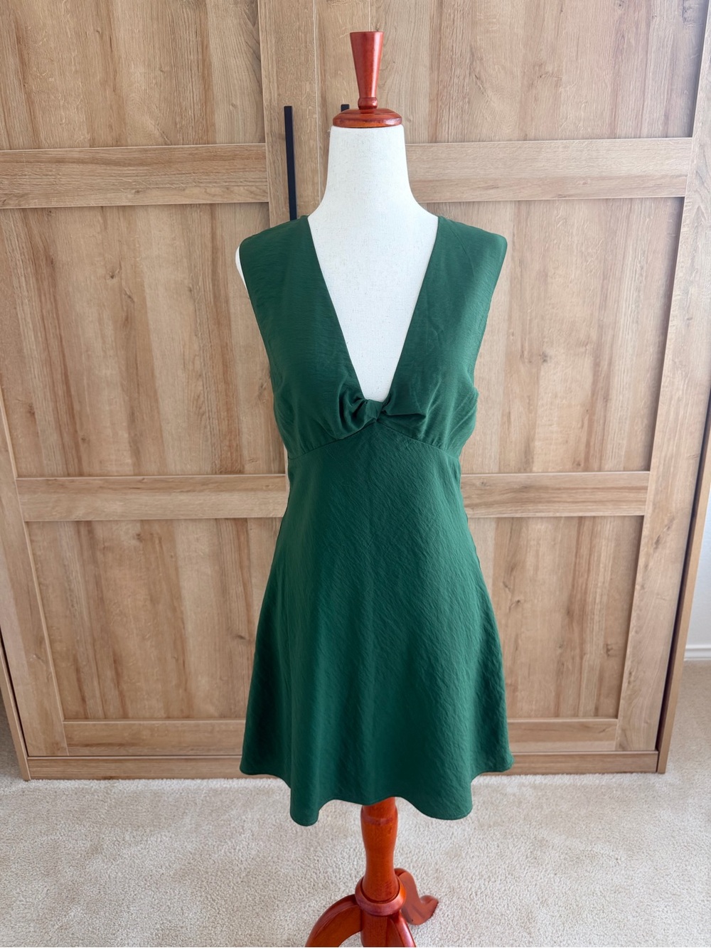 Abercrombie & Fitch Forest Green Knot-Front Mini Dress